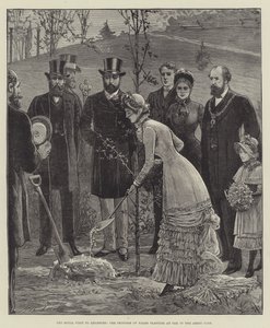 Det kongelige besøket i Leicester, prinsessen av Wales som planter en eik i Abbey Park av Henry Stephen Ludlow